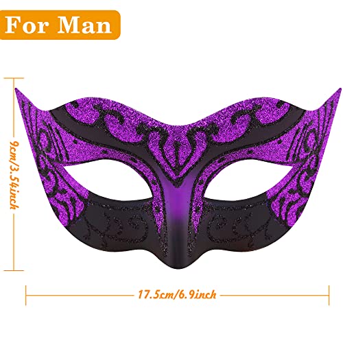 SIQUK Couple Masquerade Masks Set Venetian Party Mask Costume Mask - color: Black & Violet
