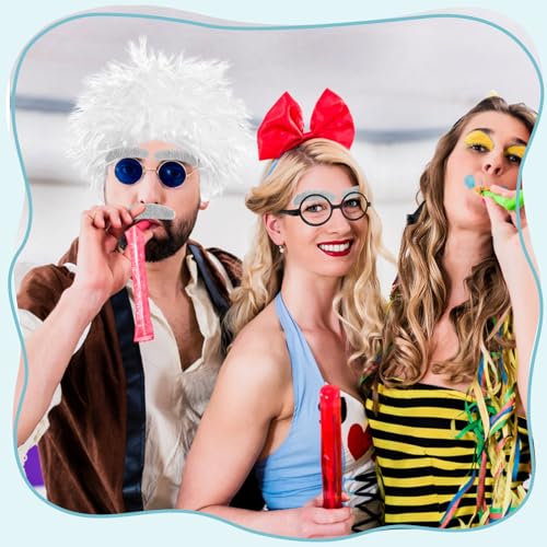 Rrshnsgv 6 PCS Old Man Mad Scientist Wig Set, Crazy Physicist Costume, Dressing Up Grandpa for Kids 100th Day of School, Cosplay Party With Eyebrows, Mustache, Glasses - color: Style-b