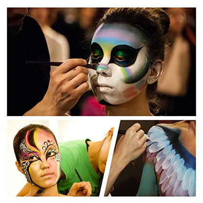 16x10 gm Face Paint Professional Face Painting Kit for Adults with Stencils, Water Based Facepaint One Stroke Split Cake Palette Rainbow Body Paint Party Halloween Makeup Set