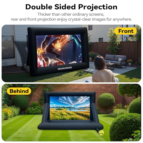 Inflatable Movie Screen Outdoor, 24FT Blow Up Projector Screen for Outside with Air Blower and Carry Bag, Support Front & Rear Projection Easy Set Up for Backyard Movie Night Pool Party - size: 24FT