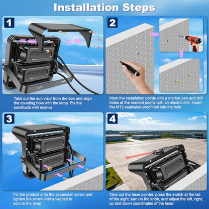 75000LM Dimmable Led Stadium Flood Light 3000W Equivalent | Super Bright 0-500w Led Arena Lights 100-277v 5000k Yoke Pole Mount Ip66 Waterproof Outdoor Commercial Extra Large Light - size: Extra Large/500/Dimmable