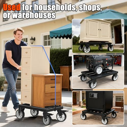 Stainless Steel Furniture Dolly, 2000lbs Capacity Heavy Duty Furniture Dolly, 5-inch Swivel casters, 18 x 14 inch Platform and Fastening Device, Safely Moving Heavy Objects - size: 18"L x 14"W Furniture Dolly