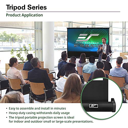Elite Screens Tripod, 113-Inch 1:1 Portable Projector Screen with Stand– MaxWhite 2, 1.1 Gain, Adjustable Indoor Outdoor Pull Up Projection Screen for Home Theater, Office & Classroom, T113NWS1, White - size: 113-inch/ 1:1/ White