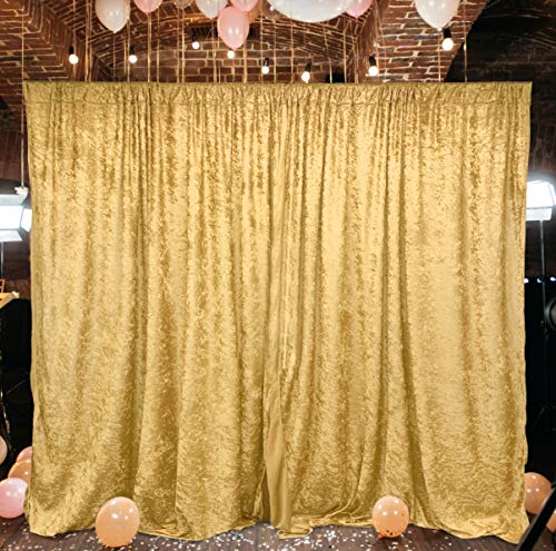 AK TRADING CO. 10 feet x 10 feet Lush Velvet Backdrop Drapes Curtains Panels with Rod Pockets - Wedding Ceremony Party Home Window Decorations - Gold - color: Gold