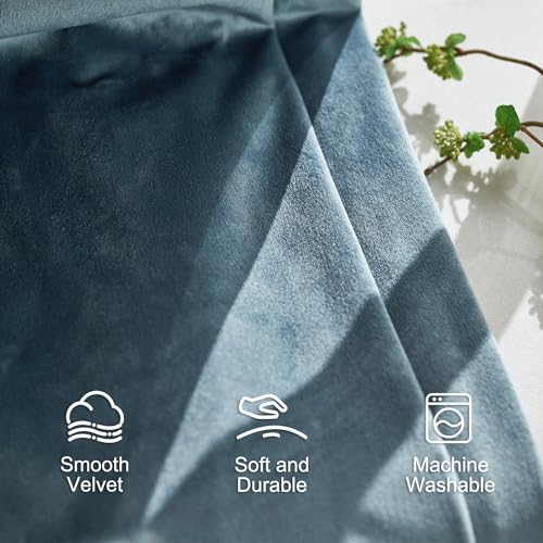 Lazzzy Blue Blackout Velvet Curtains 84 Inch Length Pinch Pleated Thermal Insulated Room Darkening Luxury Modern Back Tab Window Drapes for Bedroom Living Room 2 Panels, 52 x 84 Inch, Aegean Blue - color: Aegean Blue, size: 52"W x 84"L (Pack of 2)