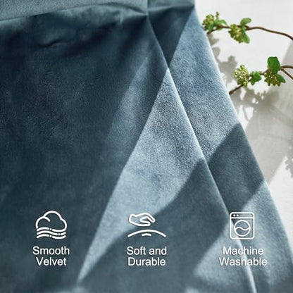 Lazzzy Blue Blackout Velvet Curtains 84 Inch Length Pinch Pleated Thermal Insulated Room Darkening Luxury Modern Back Tab Window Drapes for Bedroom Living Room 2 Panels, 52 x 84 Inch, Aegean Blue - color: Aegean Blue, size: 52"W x 84"L (Pack of 2)