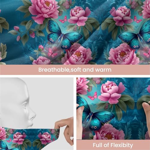 Art Owl Women's Slouchy Beanie Hat Cute Turban Hats Cancer Headwear Caps Baggy Skull Sleep Scarf - color: Pink Flower Butterfly