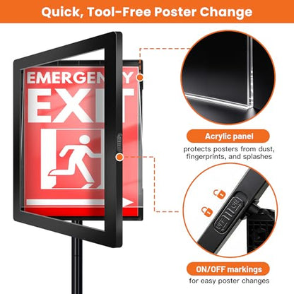 Sign Holder Stand 8.5x11 Inch - Pedestal Floor Standing Sign Holder with Adjustable 360° Rotating Display, Standing & Poster Sign Stand for Business, Mall, Schools, Restaurants – 1 Pack - size: Sign Holder Stand 8.5x11 – 1 Pack