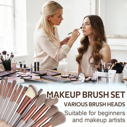Makeup Brush Set 13 Pcs Professional-Complete Kit with Foundation,Eyeshadow,Blush&Lip Brushes-Soft Synthetic Bristles for Women&Beginners C - color: E