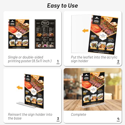 Acrylic Sign Holder 8.5 x 11 Inch Vertical T Shape Display Stand Double-Sided Desktop Clear Sign Holders Paper Holder Table Menu Holders Plastic Sign Stand for Home, Office, Restaurants, Store 3-Pack - size: 3 Pack-8.5x11 Inch