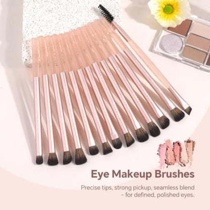 MAANGE 13 Pcs Makeup Brush Set, Premium Synthetic Makeup Brushes Kit for Foundation, Powder, Blush, Contour & Eyeshadow Makeup Tools with Beauty Sponge (Titanium Gold) - color: Titanium Gold