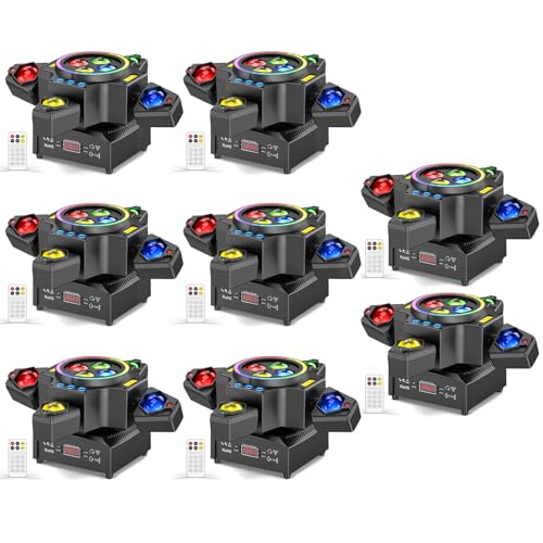 8PCS 120W Stage Moving Head Light,RGBW Beam/Wash/Red Green Starry Sky Golden Strobe RGB Halo Effect Light,Sound-Active/DMX/Remote Control for Party Club Stage Show - color: 8 PCS