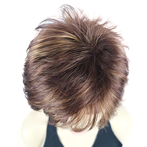 Lydell Short Layered Shaggy Wavy Full Synthetic Wigs (33H27C) - color: 33H27C Dark Auburn Light Ginger Mix