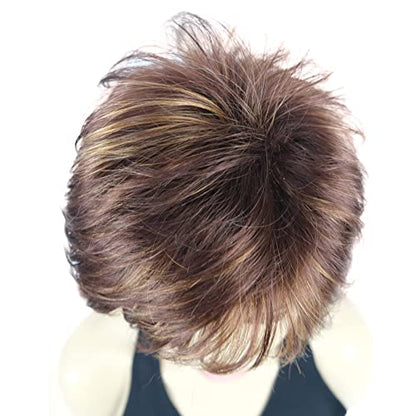 Lydell Short Layered Shaggy Wavy Full Synthetic Wigs (33H27C) - color: 33H27C Dark Auburn Light Ginger Mix