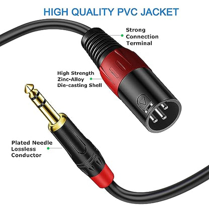 LanSenSu XLR to 1/4 TRS Stereo Adapter,XLR Male to 1/4 Inch (6.35mm) Stereo Balanced Microphone Stereo Audio Converter AdapterCable 2Pack- 11.8inch - size: 6.35mm to XLR Male-11.8in
