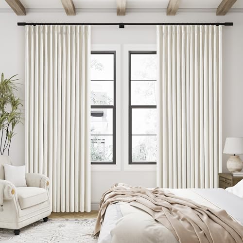 TWODRAPES Natural Linen 100% Black Out Curtains 86 Inches Long 2 Panels Set - color: Natural Linen, size: 40"W x 86"L (Pack of 2)