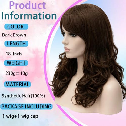 Cying Lin 18" Long Curly Dark Brown Beehive Wig Heat Resistance Fiber Synthetic Hair Party Natrual Wigs Peluca (DARK BROWN) - color: DARK BROWN