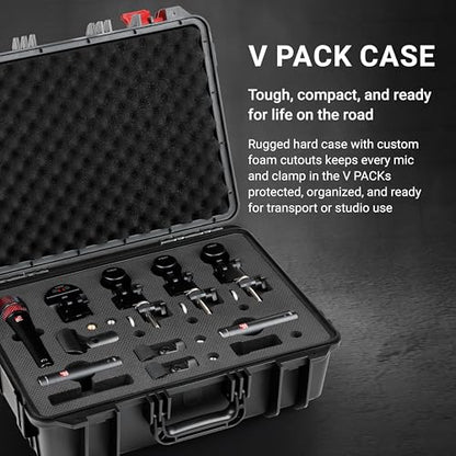 SE ELECTRONICS V Pack Arena Black Drum Mic Kit for Toms, Snares & Bass Drums - Includes 1 V Kick, 3 V Beats, 3 V Clamps, 1 V7 X Instrument Microphone, 2 sE8 Condensers & More - color: V Pack Arena Black