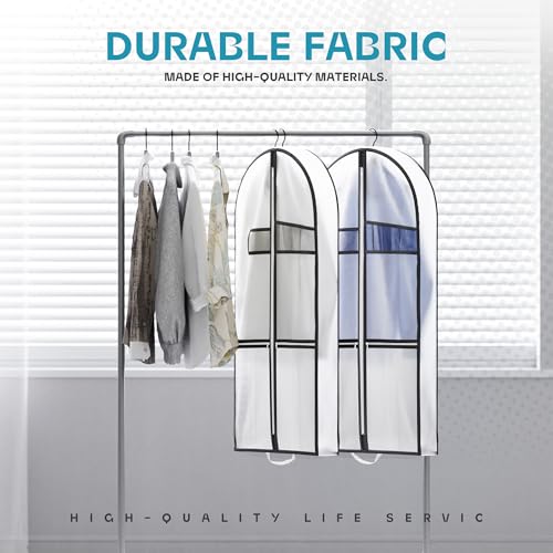 Lazebox 43" Travel Garment Bag with Accessories Zipper Pocket, Heavy Duty Suit Bag for Suits, Tuxedos, Dresses, Coats - size: 43inch-1 pack-Translucent