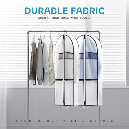 Lazebox 43" Travel Garment Bag with Accessories Zipper Pocket, Heavy Duty Suit Bag for Suits, Tuxedos, Dresses, Coats - size: 43inch-1 pack-Translucent