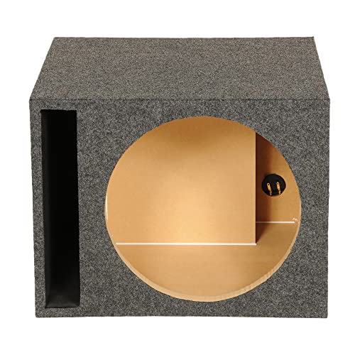 QPower 15 Inch Heavy-Duty Single Vented Carpet Covered Durable Car Audio Vehicle Subwoofer Enclosure Woofer Box, Charcoal Gray - style: Vented