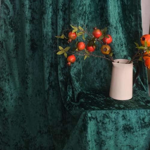 Green Velvet Curtains Drapes -Room Darkening Thermal Insulating Window Curtains for Bedroom Living Room Bedroom, Deep Green, 52" Width x 96" Length, Set of 2 Panels - color: Deep Green, size: 52"W x 96"L (Pack of 2)