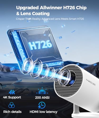 Magcubic HY300PRO Wi-Fi 및 블루투스가 있는 미니 프로젝터, 4K 지원 스마트 휴대용 프로젝터 자동 키스톤, 에어 마우스 리모컨, 음성 제어, 180도 회전, 홈 비디오 프로젝터 안드로이드 11