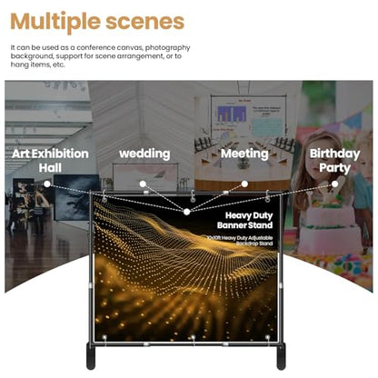 Jiang&Rong 10 x 10ft Heavy Duty Backdrop Stand Kit (Black) | Adjustable Step and Repeat Banner Stand for Photography, Trade Shows, Photo Booths, Events - color: Black