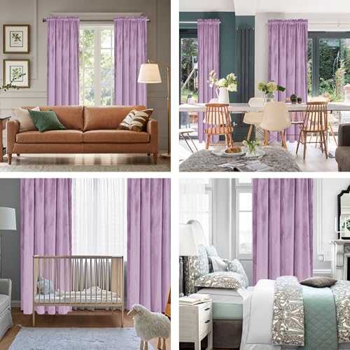 Hiasan Velvet Blackout Curtains 63 inches, 2 Panels, 52W x 63L, Purple - color: Purple, size: 52"W x 63"L (Pack of 2)
