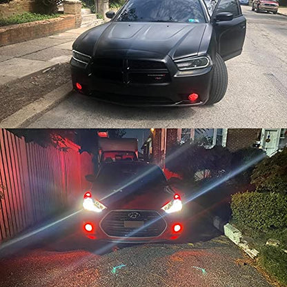 Alla Lighting 3800lm PGJ13 Base 889 881 LED Fog Light Bulbs, Red Xtreme Super Bright H28 886 888 894 896 898 ETI-SMD Replacement - color: 800K Red