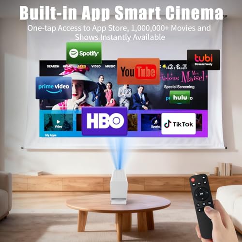 Mini Projector with Wifi and Bluetooth,4K Supported Smart Projector | Built-in Apps,XENPONAD Portable Projector for Bedroom Celling Camping & Outdoor, Movie Projector with Speaker, Auto Keyston