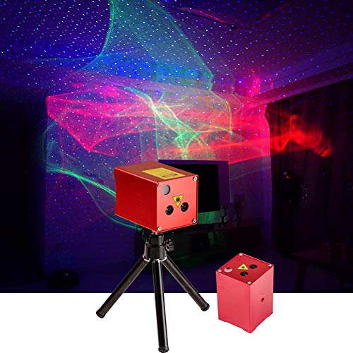 Mini Portable RG Hypnotic Aurora Mixed Blue Star Projector Tripod USB Light Built-in 1200MA Rechargeable Battery for Home Party DJ Outdoor Stage Lighting Effect DP-AS100 - color: RG+Blue Star