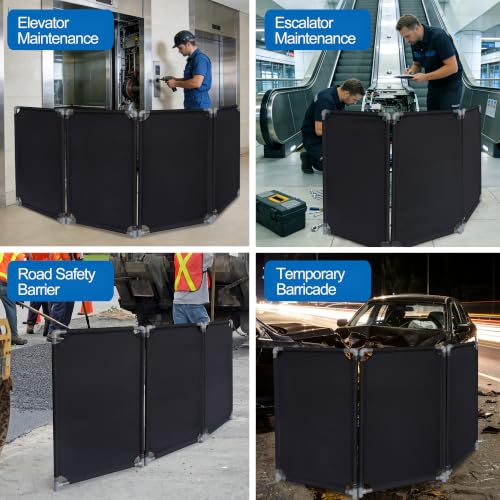 RELIANCER 3-Panel Safety Barricade,5.8FT Foldable Security Sign Barrier Gate,Safety Warning Barricade Fence,Traffic Barricades,Outdoor Crowd Control Barriers,Hazardous Area Driveway Isolation Gate - color: Black