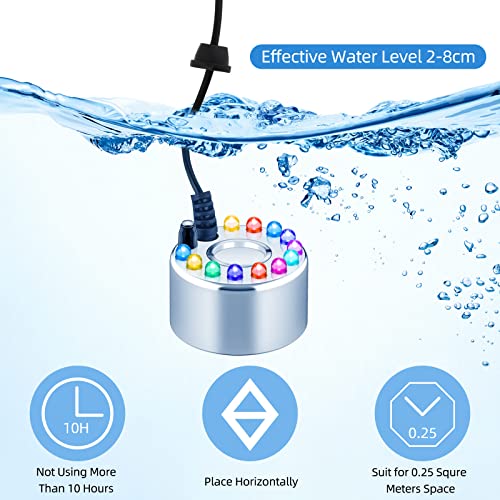Yaomiao 3 Pcs Halloween Mist Maker Fogger Small Ultrasonic Fog Machine Fountain Mister Fogger Water Garden Pond Foggers Air Humidifier with 12 LED Light Flashes for Halloween (Silver) - color: Silver