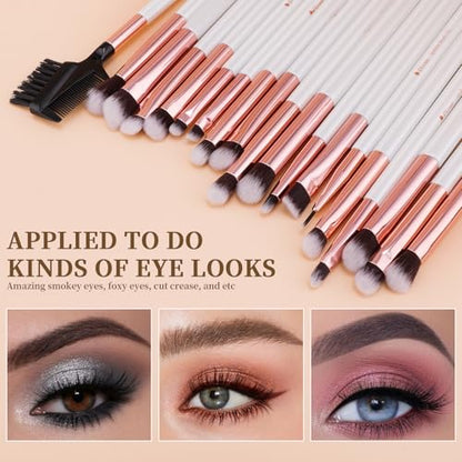DUcare 27Pcs Makeup Brushes Professional Makeup Brush Set | Face and Eye Brush Set Ultra soft hair Foundation, Concealer, Blush, Contour, Blending, Eyeshadow Khaki Brush kit - color: white