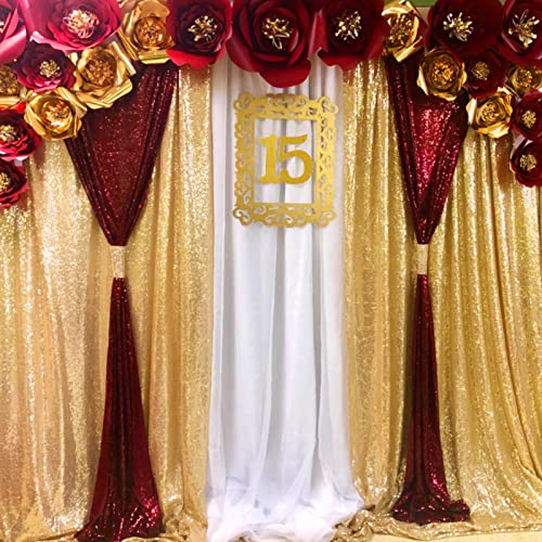 JYFLZQ Burgundy Sequin Backdrop Curtains for Party 2ft x 8ft 4Panel - color: Burgundy, size: 2 ft x 8 ft - 4 Panels