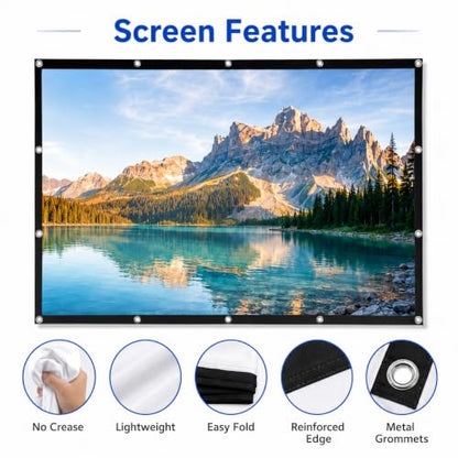 Portable Projector Screen 100 Inch 16:9: Foldable Anti Wrinkle, Lightweight Double Sided Movie Screen for Indoor Outdoor Movies, Home Theater, Backyard, Camping, Families & Movie Lovers