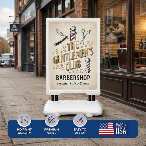 Custom Weighted Sidewalk Sign by DC – 23x33 Outdoor Sign Holder with Custom Print | Heavy Duty Advertising Stand for Business, Storefront Use | Made in USA - color: Pavement Curb Sidewalk Sign