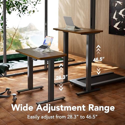 HUANUO 40x24 Inch Electric Standing Desk, Height Adjustable, Rustic Brown | 176 Lbs Capacity, Smooth Home Office Desk, 4 Memory Presets & Headphone Hooks, 28.3–46.5 Inch Height Range, Easy to assemble - color: Rustic Brown, size: 40" X 24"
