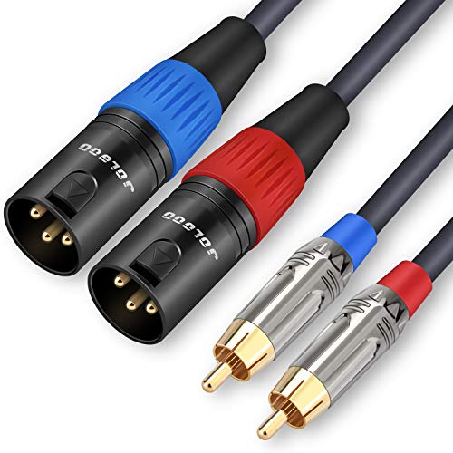JOLGOO RCA to XLR Cable - Dual RCA to Dual XLR HiFi Audio Cable, 15 Feet, 4N OFC Wire, for Amplifier, Mixer, Microphone - size: 15 Feet, style: Dual RCA Male to Dual XLR Male