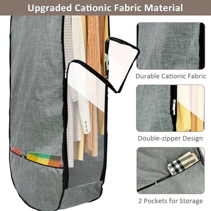 2PCS 50”Garment Bags for Hanging Clothes,Chakera Large Breathable Garment Bag for Closet Storage with 10”Gusseted,Clear Clothing Storage Garment Cover for Dress Sweater with Double Zipper,Grey - size: 50''*24''*10''(2PCS）