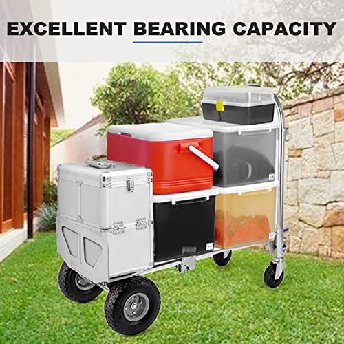 2 in 1 Aluminum Hand Truck, Industrial Convertible Hand Truck and Dolly 1000 LBS Capacity, Heavy Duty Hand Truck Flatform Cart with 10" Hi Tech Rubber Wheels