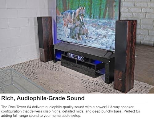Rockville RockTower 64D 400W Peak Tower Speaker Passive 4 Ohm, Dual 6.5" Woofers, Rich Bass, Sleek Dark Wood Design, for Home Audio Enthusiasts - color: Dark Wood