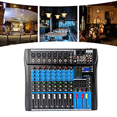 8 Channel Live Mixer DJ Console Mixer Professional Stereo Sound Mixer USB Audio Interface 48V Phantom Power Mixers Digital Audio Mixers Amplifier
