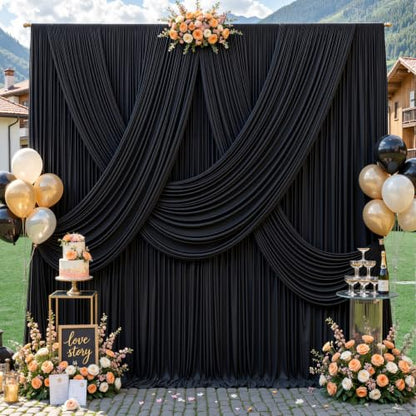 20ft x 10ft Black Backdrop Curtains, 4 Panels Black Drapes for Backdrop - color: Black, size: W5' x H10'(4 panels)