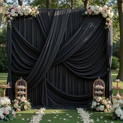 40x12 ft Black Backdrop Curtains for Weddings Parties, Birthdays and Photos - color: Black, size: W5' x H12'(8 panels)