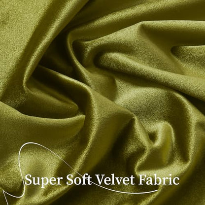 Roslynwood Velvet Olive Green Curtain 63 inch Long - Curtains Block Light Rod Pocket Thermal Insulated Window Drapes Set for Living Room/Bedroom/Dining Room, W52 x L63, 2 Panels - color: Olive Green, size: 52"W x 63"L (Pack of 2)