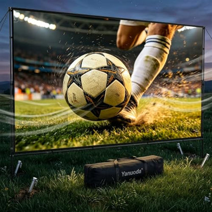 Outdoor Projector Screen with Stand, Portable 16:9 (120-inch) | 4K HD, Wrinkle-Free Display, Washable Fabric, Outdoor Ready, Easy Setup, Carry Bag Included