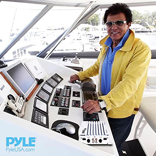Pyle 4-Channel Marine Amplifier - 400W Elite Hydra Series Water Resistant Amplifier with Dual MOSFET Power Supply, RCA Connectivity with Level Control, LED Indicator, Fuse Protection - PLMRA400.5