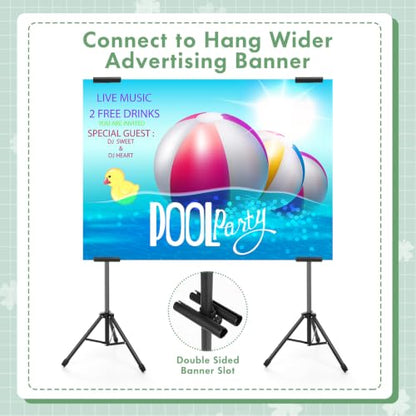 Harloon 3 Pcs Adjustable Metal Poster Stands for Display, Double Sided | Portable Retractable Tripod Easels, 46.5" to 83.5", for Art Boards, Wedding Welcome Signs, Trade Shows and Holiday Displays